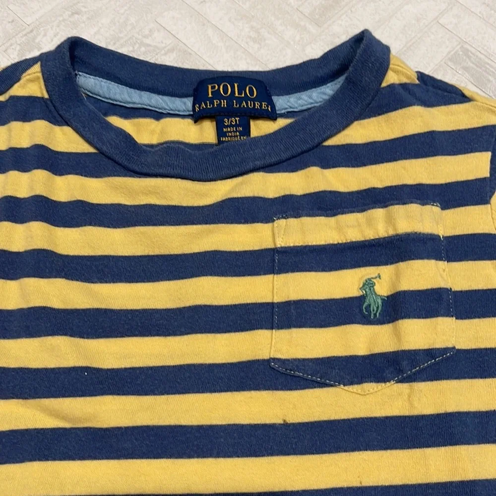 Polo Ralph Lauren navy blue and yellow striped tee shirt, sz 3